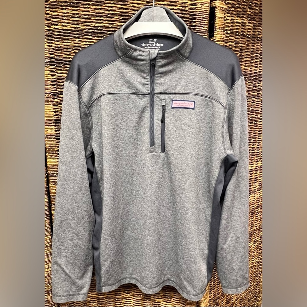 Vineyard Vines - Heather Gray Pullover Performance Mesh Back, Size: Large